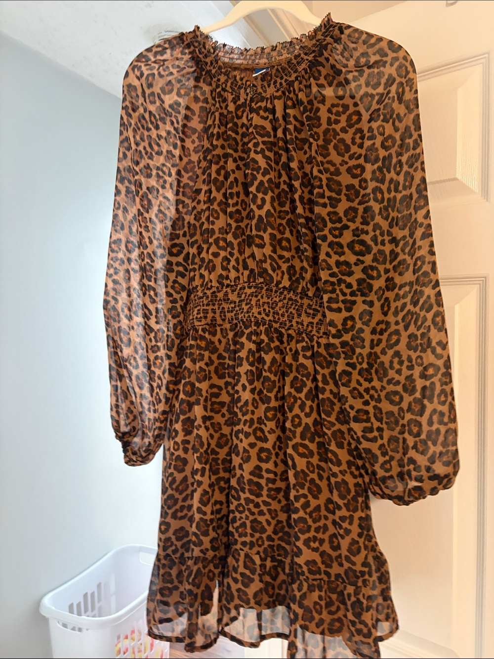 Old Navy Leopard Print Sheer Brown Black Dress